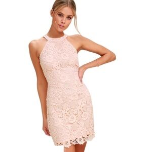 Lulu’s Love Poem Blush Pink Lace Mini Dress Size Medium